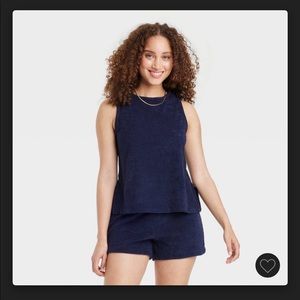 Women's Terry Tank Top - A New Day Navy
Blue M